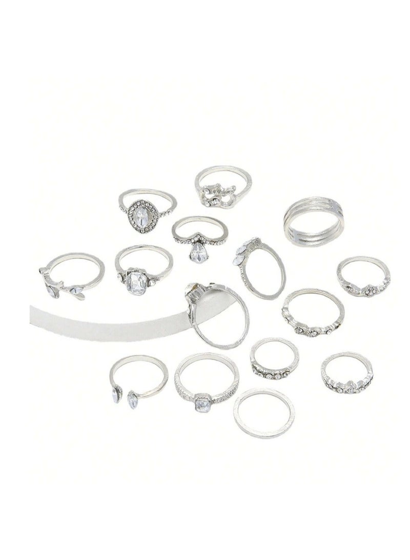 ڤيا مجموعة خواتم نسائية مفتوحة بتصميم قلب – 15 قطعة - Image 2